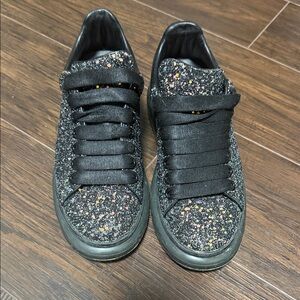 Alexander McQueen Black Glitter Sneakers